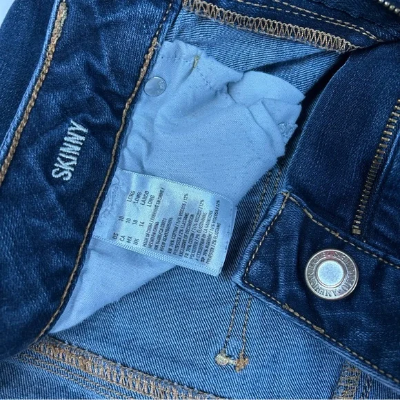 Y2K American Eagle Women’s Size 10 LONG Skinny Jeans Dark Wash Stretch #1217 - Picture 3 of 12